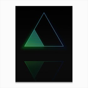 Neon Blue and Green Abstract Geometric Glyph on Black n.0473 Canvas Print