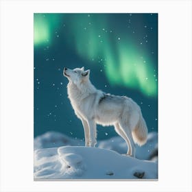 White Wolf Howling. Generated with AI. Art Print 1 Canvas Print