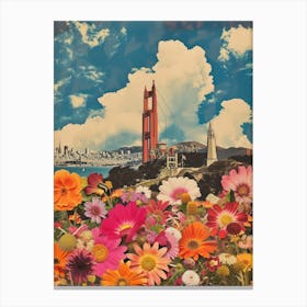 San Francisco   Floral Retro Collage Style 2 Canvas Print