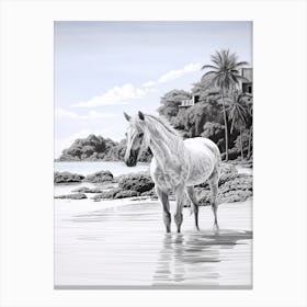 A Horse Oil Painting In Anse Lazio, Seychelles, Portrait 4 Canvas Print