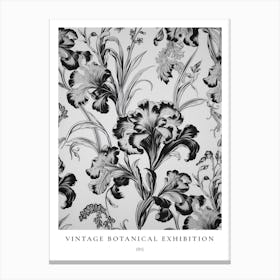 Iris 2 B&W Vintage Botanical Poster Canvas Print