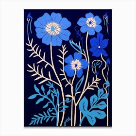 Blue Flower Illustration Nigella Love In A Mist 2 Canvas Print