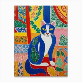 Cat In The Garden Style Henri Matisse 1 Canvas Print