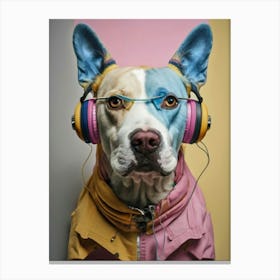 Dog With Headphones 5 Canvas Print