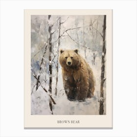 Vintage Winter Animal Painting Poster Brown Bear 3 Canvas Print