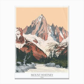 Mount Whitney Usa Color Line Drawing 1 Poster Canvas Print