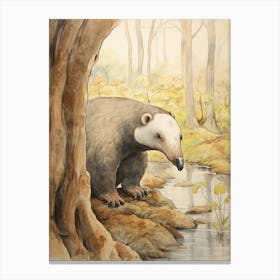 Storybook Animal Watercolour Anteater Canvas Print
