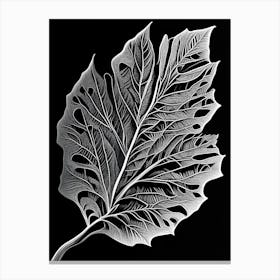 Poplar Leaf Linocut 1 Canvas Print