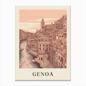 Genoa Vintage Pink Italy Poster Canvas Print
