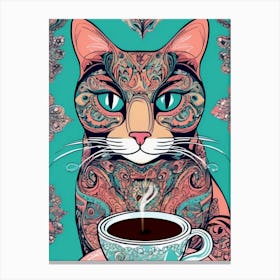 Cool Coffee Cat Canvas Print