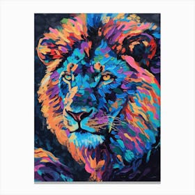 Black Lion Symbolic Imagery Fauvist Painting 4 Canvas Print