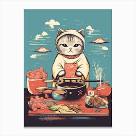 Kawaii Cat Drawings Cooking 5 Canvas Print