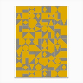 Geometric Shapes In Mustard Yellow And Grey Canvas Print