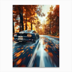 Ford Mustang Driving In Autumn Canvas Print