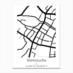 Shimizucho,Japan Minimalist Map Canvas Print