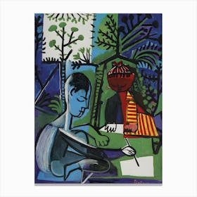 Pablo Picasso In The Garden Canvas Print