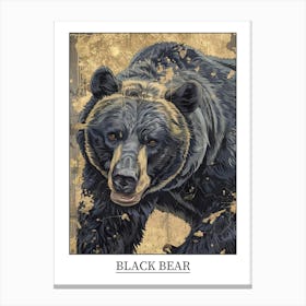 Black Bear Precisionist Illustration 4 Poster Canvas Print