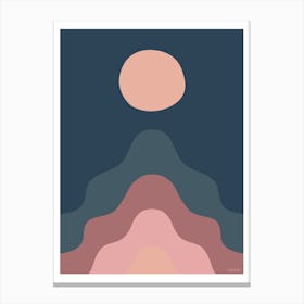 Open Your Mind Dark Blue And Pink Muted Colours Playful Wavy Canvas Print
