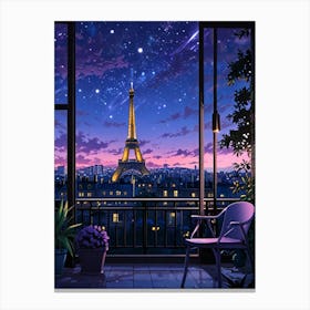 Paris Night Sky Anime aesthetic 2 Canvas Print