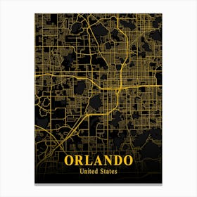 Orlando Gold City Map 1 Canvas Print