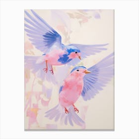 Pink Ethereal Bird Painting Eastern Bluebird 1 Canvas Print