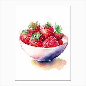 Bowl Of Strawberries, Fruit, Watercolour 2 Canvas Print