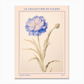 Cornflower French Flower Botanical Poster Canvas Print