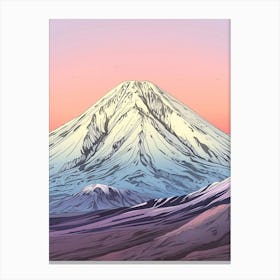 Mount Ararat Turkey Color Line Drawing (1) Canvas Print