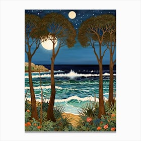 William Morris Moonlight At The Beach Canvas Print