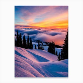 Park City, Usa Sunrise Skiing Poster Canvas Print