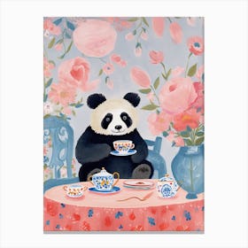 Animals Having Tea   Panda Bear 3 Canvas Print