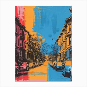 Jackson Heights New York Colourful Silkscreen Illustration 2 Canvas Print