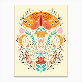 Colorful Butterfly Boho Botanical Canvas Print