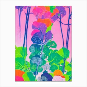 Kohlrabi 3 Risograph Retro Poster vegetable Canvas Print