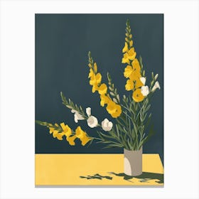 Snapdragon Flowers On A Table   Contemporary Illustration 4 Canvas Print