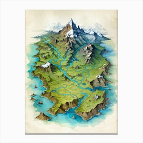 Map Of The World Gaming Poster Canvas Wall Room Decor Canvas Print