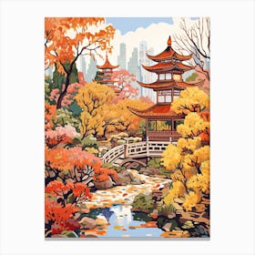 Yuyuan Garden, China In Autumn Fall Illustration 1 Canvas Print
