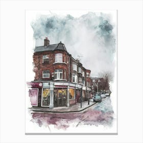 Hounslow London Borough   Street Watercolour 4 Canvas Print