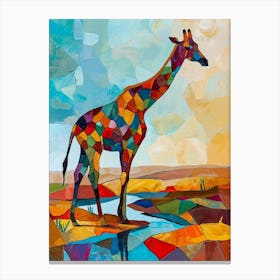 Geometric Giraffe In The River Canvas Print