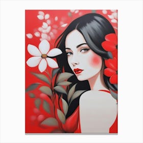 Girl With Flowers 3 Canvas Print