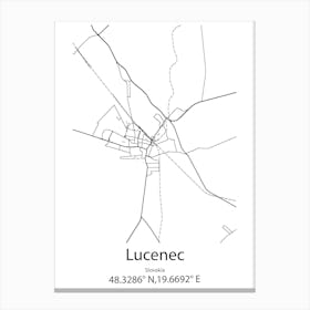 Lucenec,Slovakia Minimalist Map Canvas Print