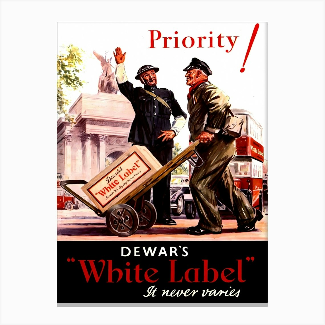Priority, White Label Scotch Whisky, Vintage Advertising Poster Canvas Print by Vintage Spirit