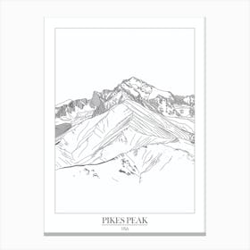 Pikes Peak Usa Line Drawing 4 Poster Canvas Print
