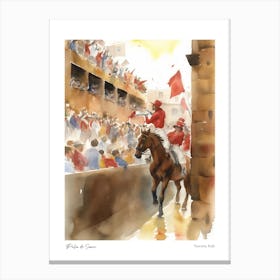 Palio Di Siena, Tuscany, Italy 4 Watercolour Travel Poster Canvas Print