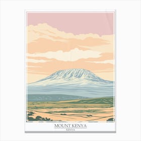 Mount Kenya Color Line Drawing 1 Poster Canvas Print