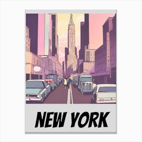 New York City pink poster anime style Canvas Print