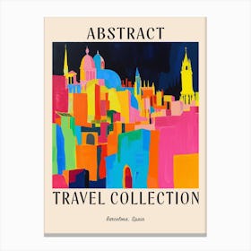 Abstract Travel Collection Poster Barcelona Spain 5 Canvas Print