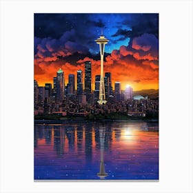 Seattle Washington Pointillism 6 Canvas Print