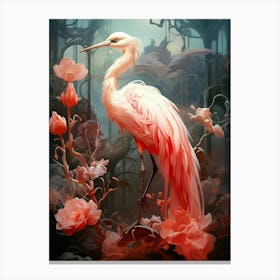 Pink Heron Flamingo Canvas Print