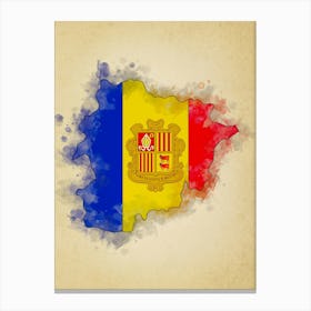 Andorra Flag Vintage Canvas Print